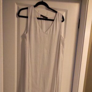 BCBG MAXAZRIA white "Avery" slip dress with tulip style